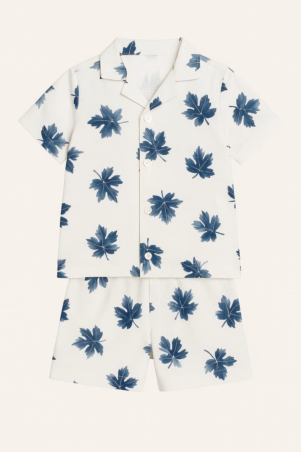White Blue Leaf Co-ords Set (3-5 Years)
