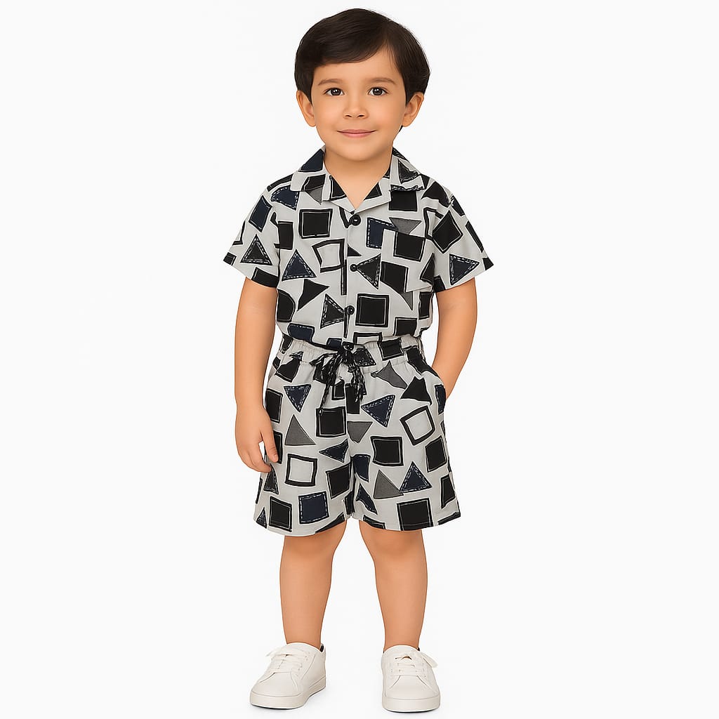 White Black Shapes Co-ords Set