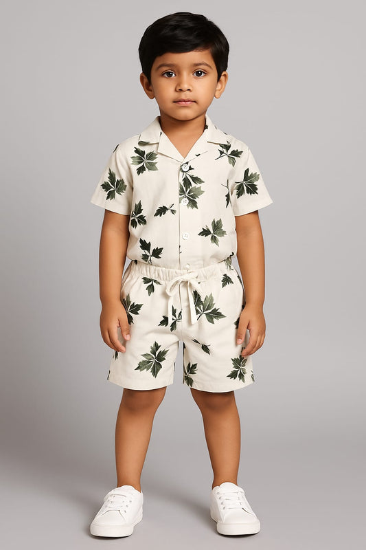 White Green Leaf Co-ords Set (3-12 Years)