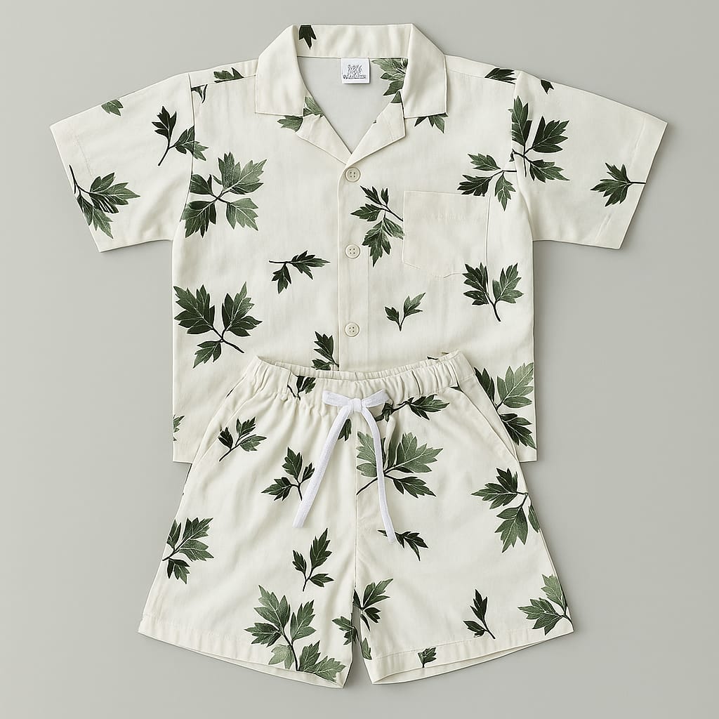 White Green Leaf Co-ords Set (3-12 Years)